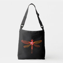 Red Dragonfly Cross Body Bag