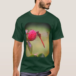 Red Dragonfly Dogwood Fruit Nature  T-Shirt