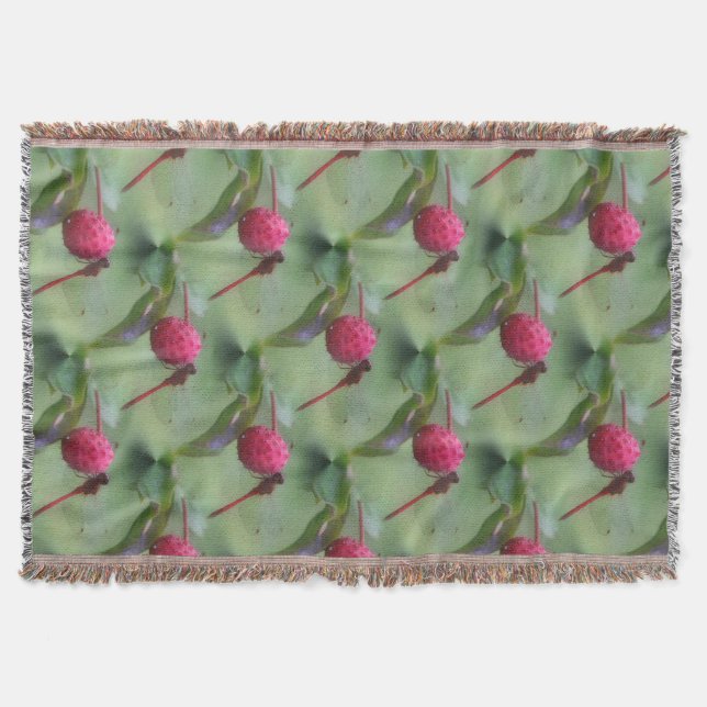 Red Dragonfly Nature Pattern Throw Blanket (Front)