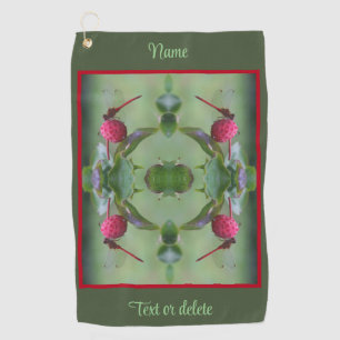 Red Dragonfly On Dogwood Fruit Personalised Golf Towel