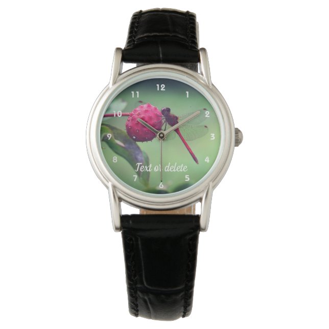 Red Dragonfly On Dogwood Fruit Personalised  Watch (Front)