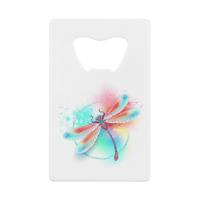 Red dragonfly on watercolor background (Front)
