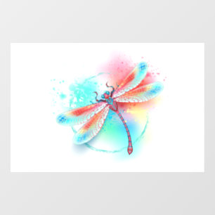 Red dragonfly on watercolor background