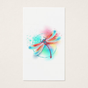 Red dragonfly on watercolor background