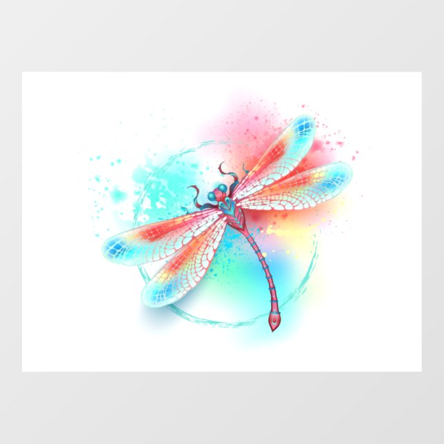 Red dragonfly on watercolor background (Sheet)
