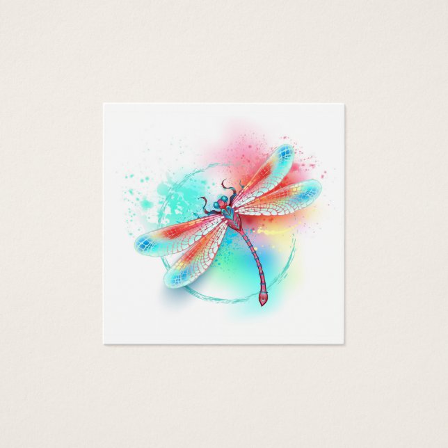 Red dragonfly on watercolor background (Front)
