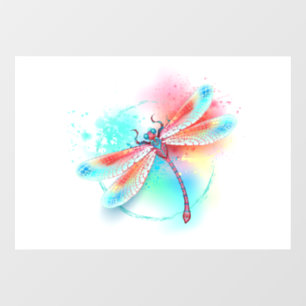 Red dragonfly on watercolor background
