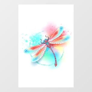 Red dragonfly on watercolor background