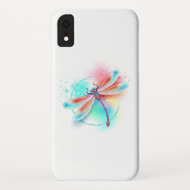 Red dragonfly on watercolor background Case-Mate iPhone case (Back)