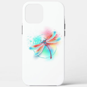 Red dragonfly on watercolor background iPhone 12 pro max case