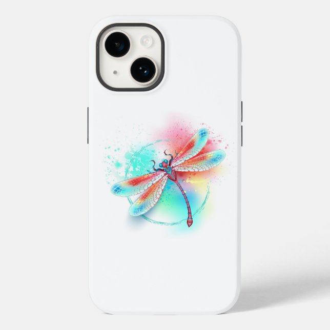 Red dragonfly on watercolor background Case-Mate iPhone case (Back)