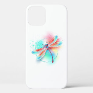 Red dragonfly on watercolor background iPhone 12 pro case