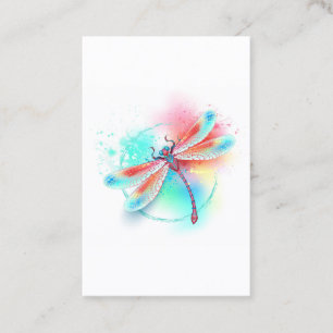 Red dragonfly on watercolor background discount card