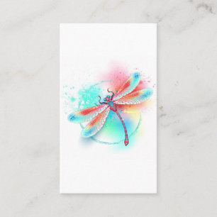 Red dragonfly on watercolor background discount card
