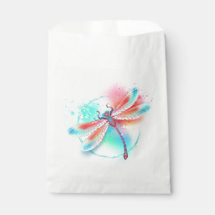 Red dragonfly on watercolor background favour bags