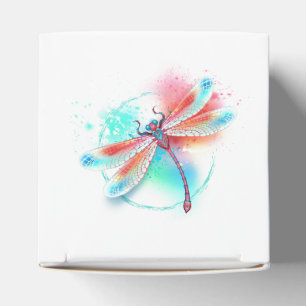 Red dragonfly on watercolor background favour box