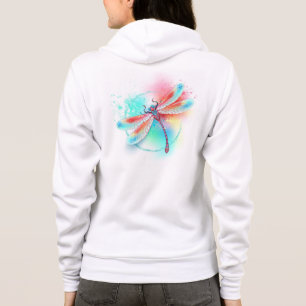 Red dragonfly on watercolor background hoodie