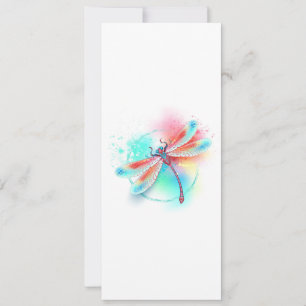 Red dragonfly on watercolor background invitation