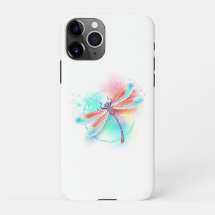 Red dragonfly on watercolor background iPhone 11Pro case