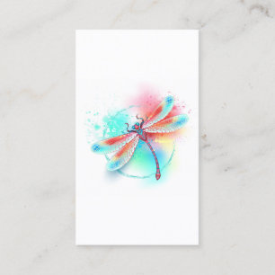 Red dragonfly on watercolor background loyalty card