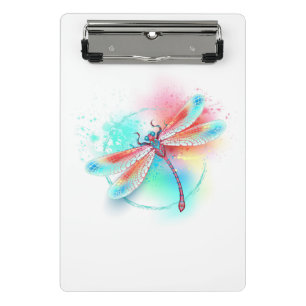 Red dragonfly on watercolor background mini clipboard
