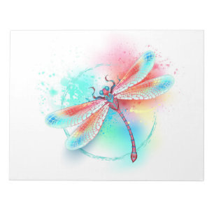 Red dragonfly on watercolor background notepad