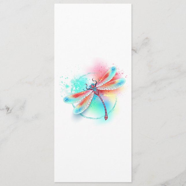 Red dragonfly on watercolor background programme (Front)