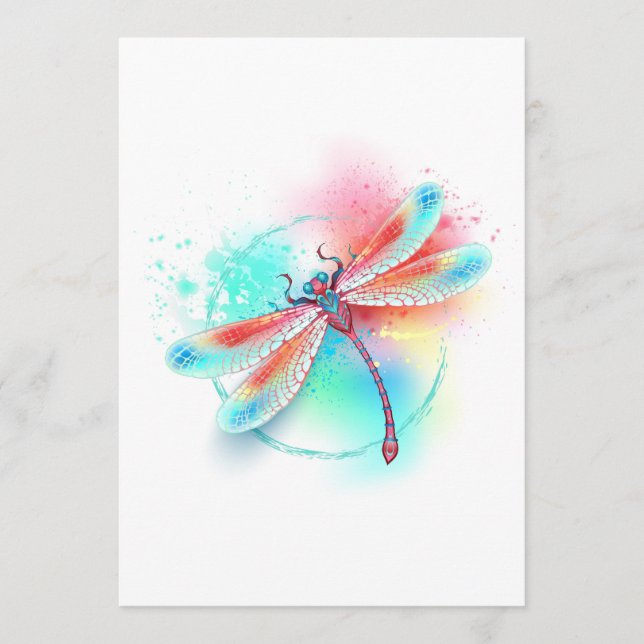 Red dragonfly on watercolor background programme (Front)