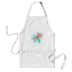Red dragonfly on watercolor background standard apron