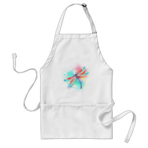 Red dragonfly on watercolor background standard apron