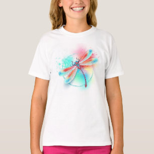 Red dragonfly on watercolor background T-Shirt
