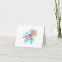 Red dragonfly on watercolor background