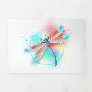 Red dragonfly on watercolor background Tri-Fold announcement