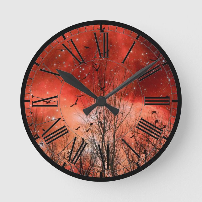 Red Dream Sky Acrylic Wall Clock (Front)