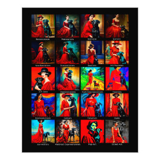 Red Dress Black Dog Art Movements Photo Print