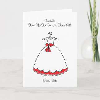 Red Dress Flower Girl Card