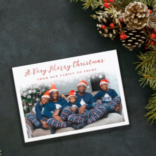 Red Drifting Snowflakes Very Merry Christmas Photo Holiday Card