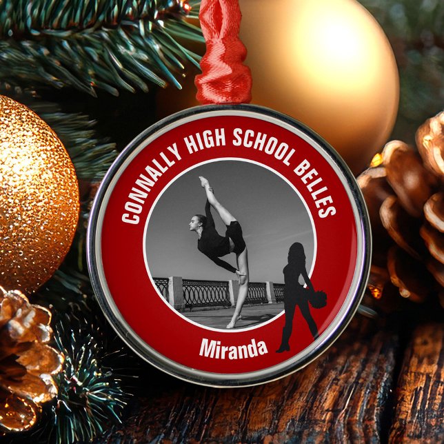 Red Drill Team Photo High School Dancer Christmas Metal Tree Decoration (Creator Uploaded)