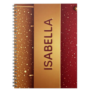 Red Dripping Paint Over Gold Glitter Background Notebook