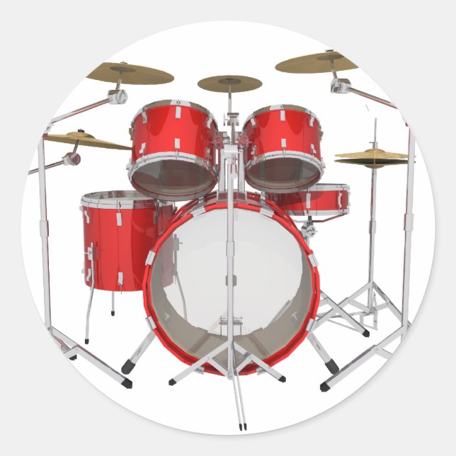 Red Drum Kit: Classic Round Sticker (Front)