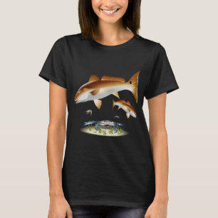 Red Drum Redfish Coastal Fishing Illustration T-Shirt