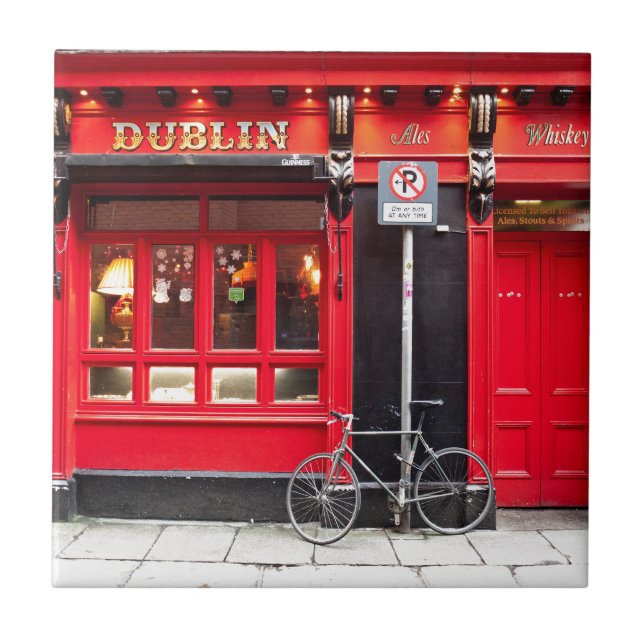 Red Dublin Pub Tile (Front)