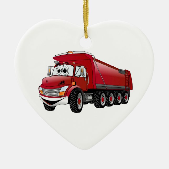 Red  Dump Truck 10w Cartoon Ceramic Tree Decoration (Front)