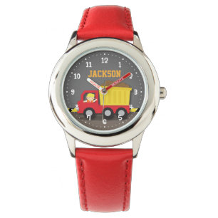 Red Dump Truck Construction Boy Personalised Watch