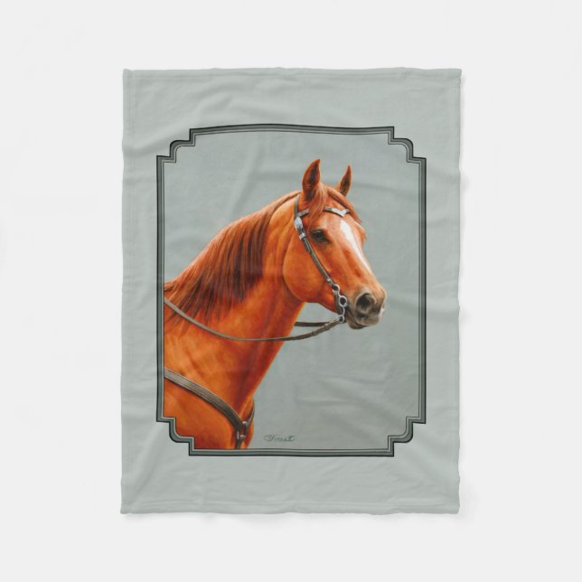Red Dun Chestnut Sorrel Western Quarter Horse Flee Fleece Blanket (Front)