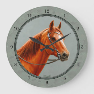 Red Dun Chestnut Sorrel Western Quarter Horse Large Clock