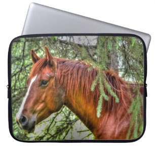Red Dun Horse and Forest Animal-lover Photo Laptop Sleeve