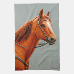 Red Dun Western Quarter Horse Tea Towel