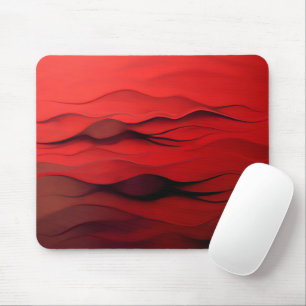 Red Dunes – Minimalist Abstract Waves Art Mouse Pad