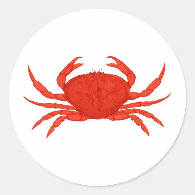 Red Dungeness Crab Logo Classic Round Sticker (Front)